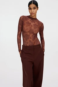 Long-Sleeved Lace Bodysuit