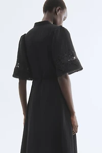 Crinkled Dress with Eyelet Embroidery