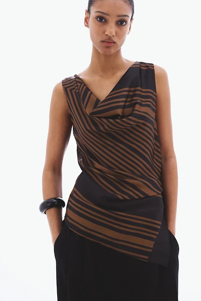 Tie-detail cowl-neck top