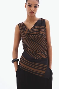 Tie-detail cowl-neck top