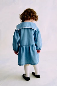 Denim Dress with Sailor Collar