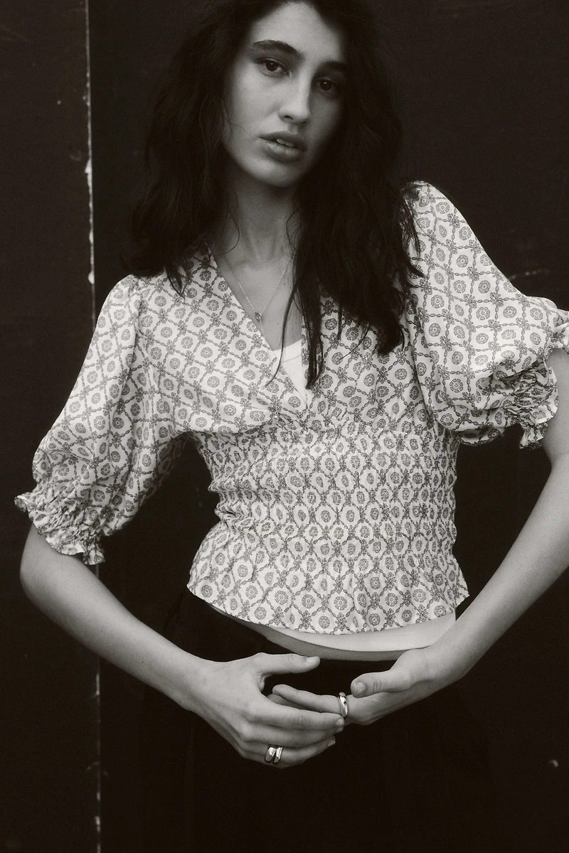 Smocked-Waist Blouse