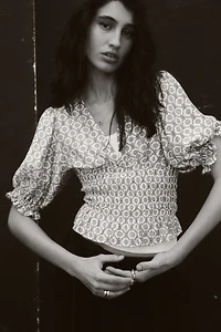 Smocked-Waist Blouse