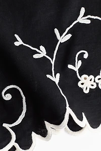 Linen-Blend Shorts with Embroidery