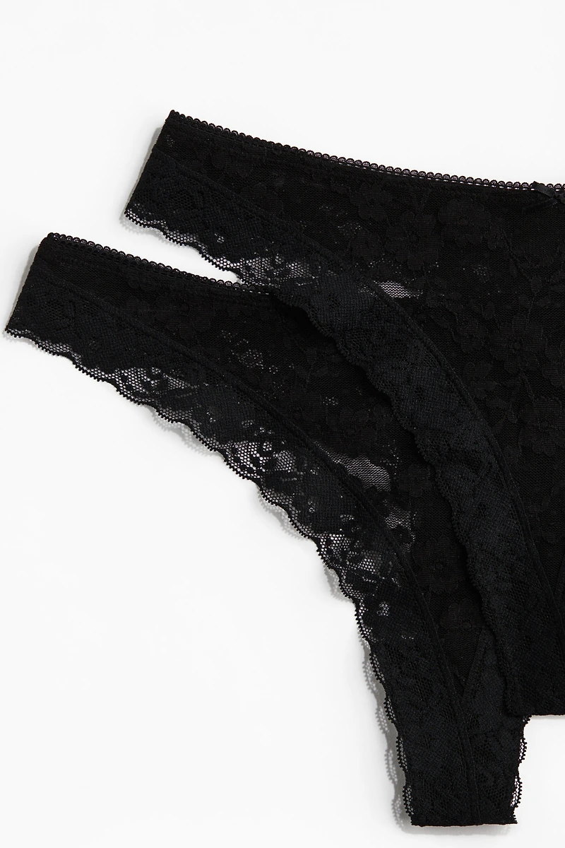 2-Pack Lace Thong Briefs