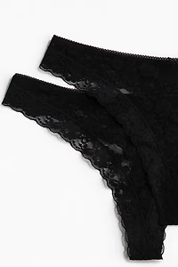 2-Pack Lace Thong Briefs