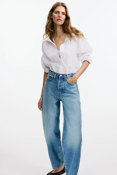 Jean tonneau taille haute à la cheville
