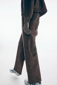 Wide-Leg Velour Joggers
