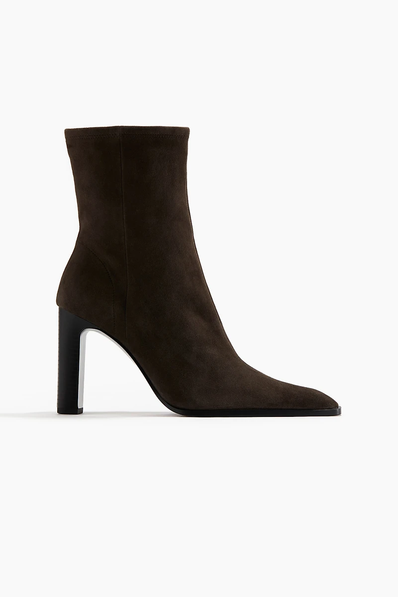 Heeled Suede Sock Boots