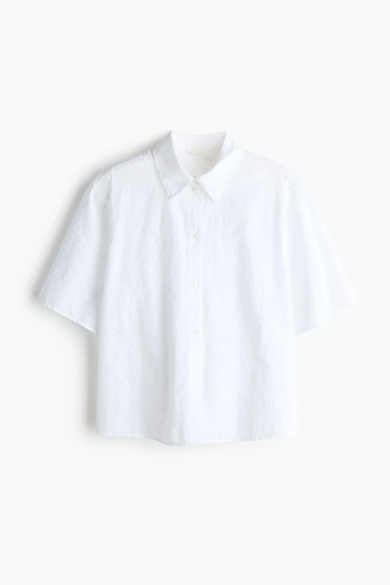 Oversized Eyelet-Embroidered Shirt
