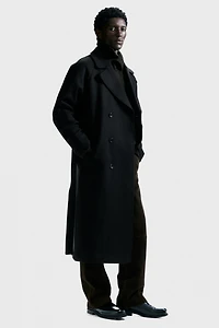 Manteau en laine mélangée avec ceinture à nouer