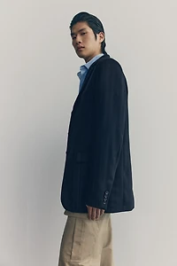 Long Single-Breasted Wool Jacket