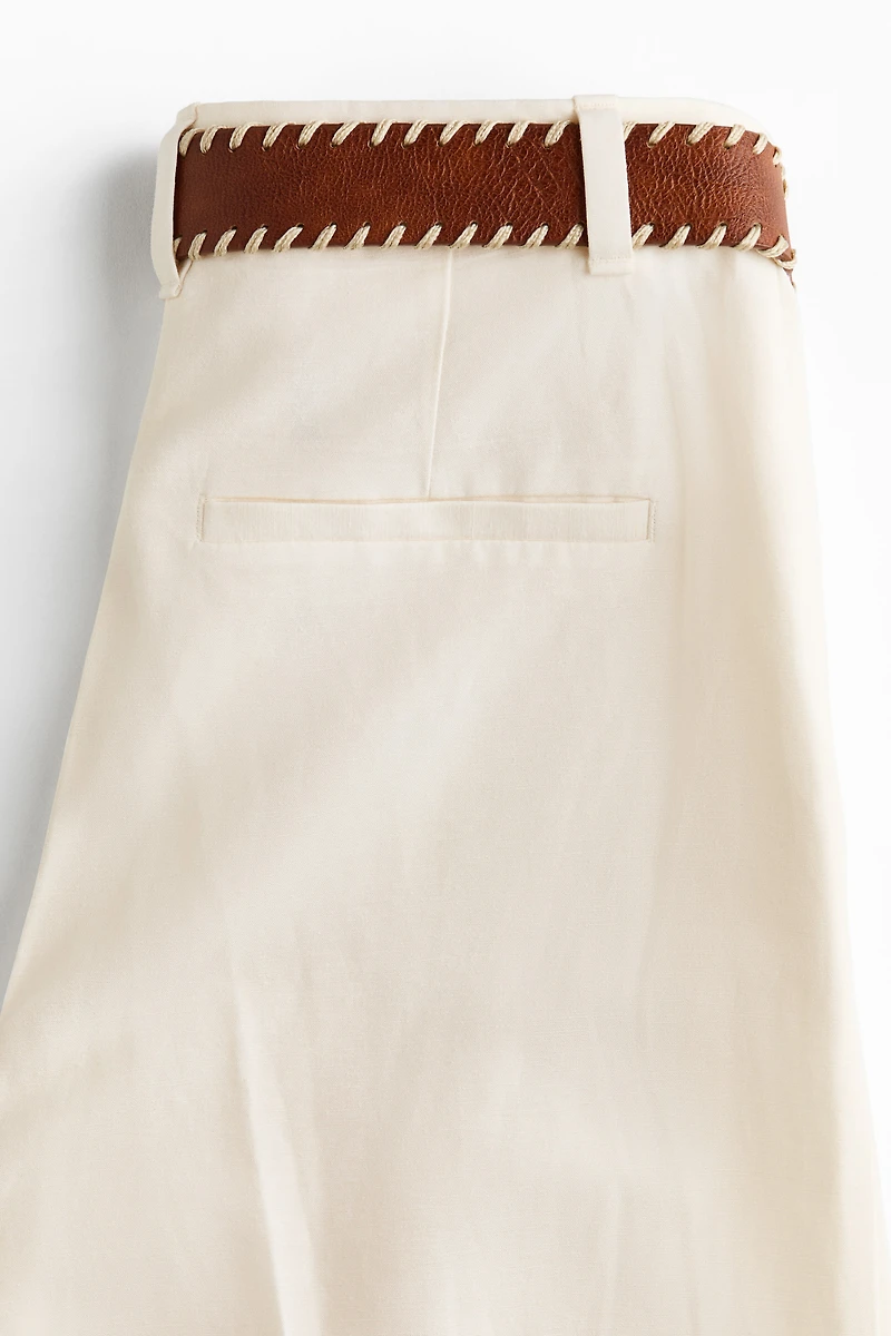 Pantalon en lin mélangé avec ceinture