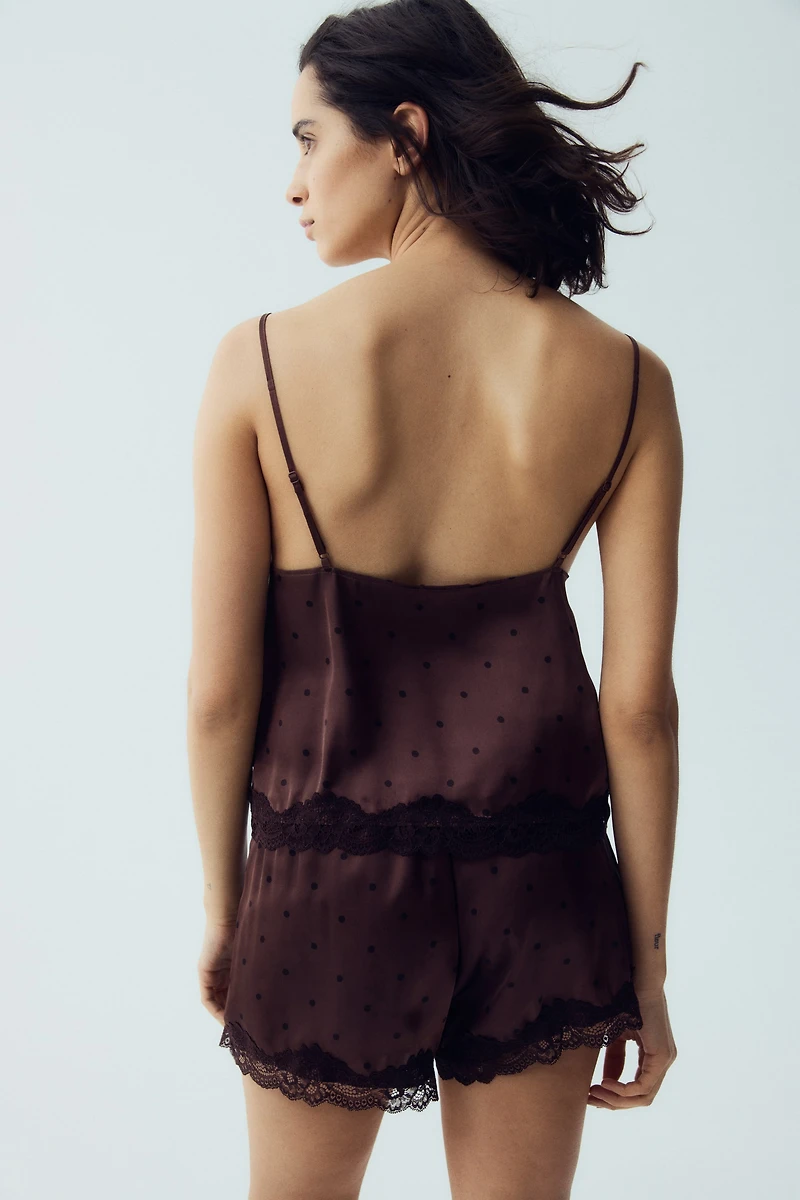 Lace-Trimmed Satin Pajamas