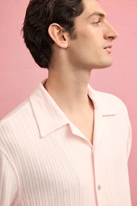 Loose-Fit Rib-Knit Resort Shirt