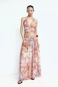 Ruched-Waist Halterneck Top