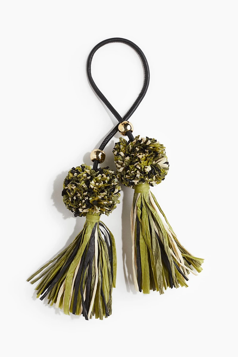 Straw Tasseled Bag Charm