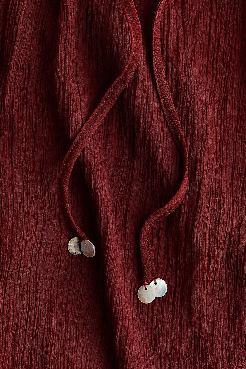 Crinkled Tie-Strap Beach Top