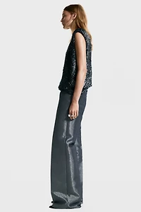 Sequined Top with Shoulder Pads