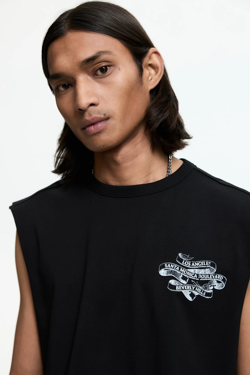 Loose-Fit Printed Sleeveless T-Shirt