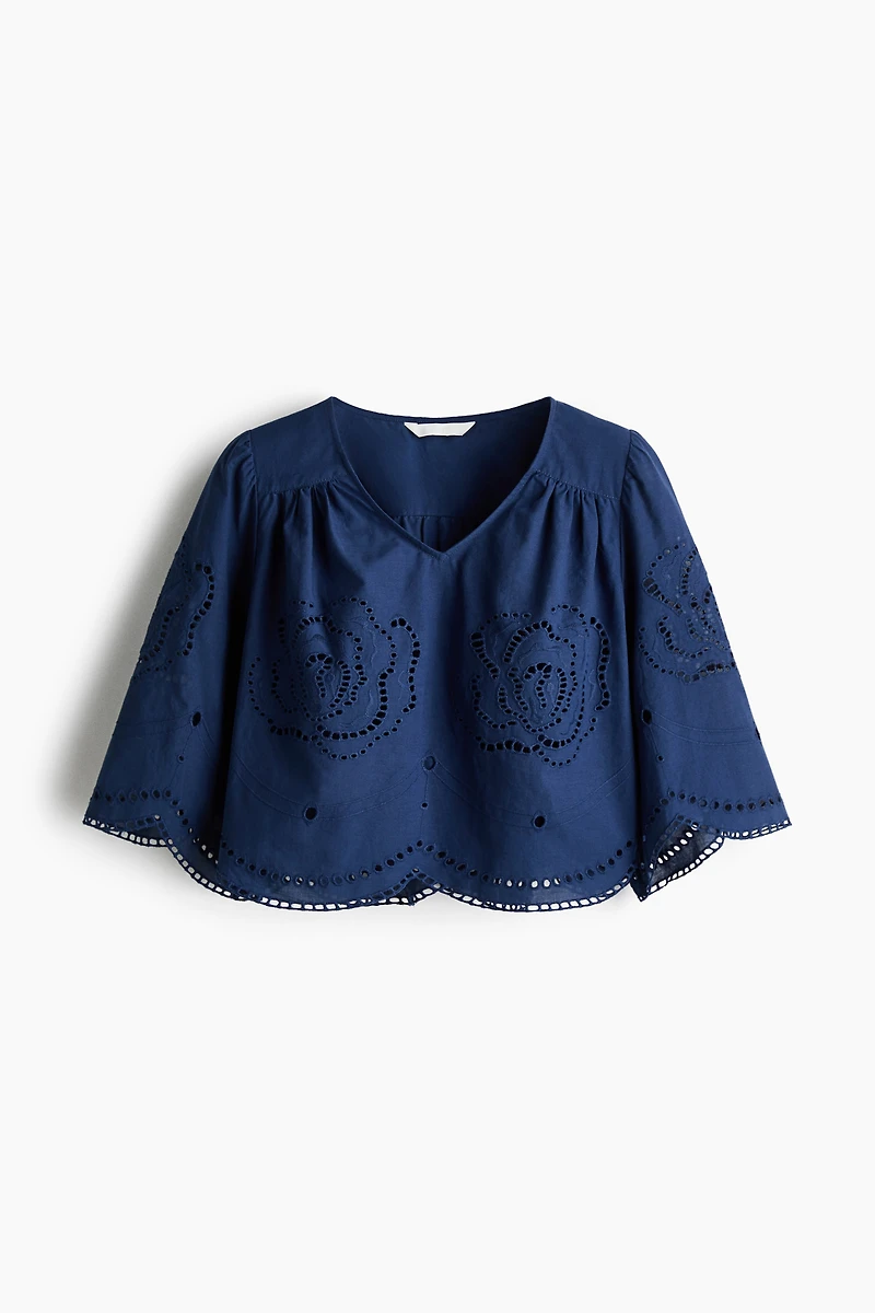 Eyelet-Embroidered Cotton Blouse