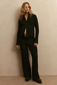 Pantalon large MAMA en tricot côtelé