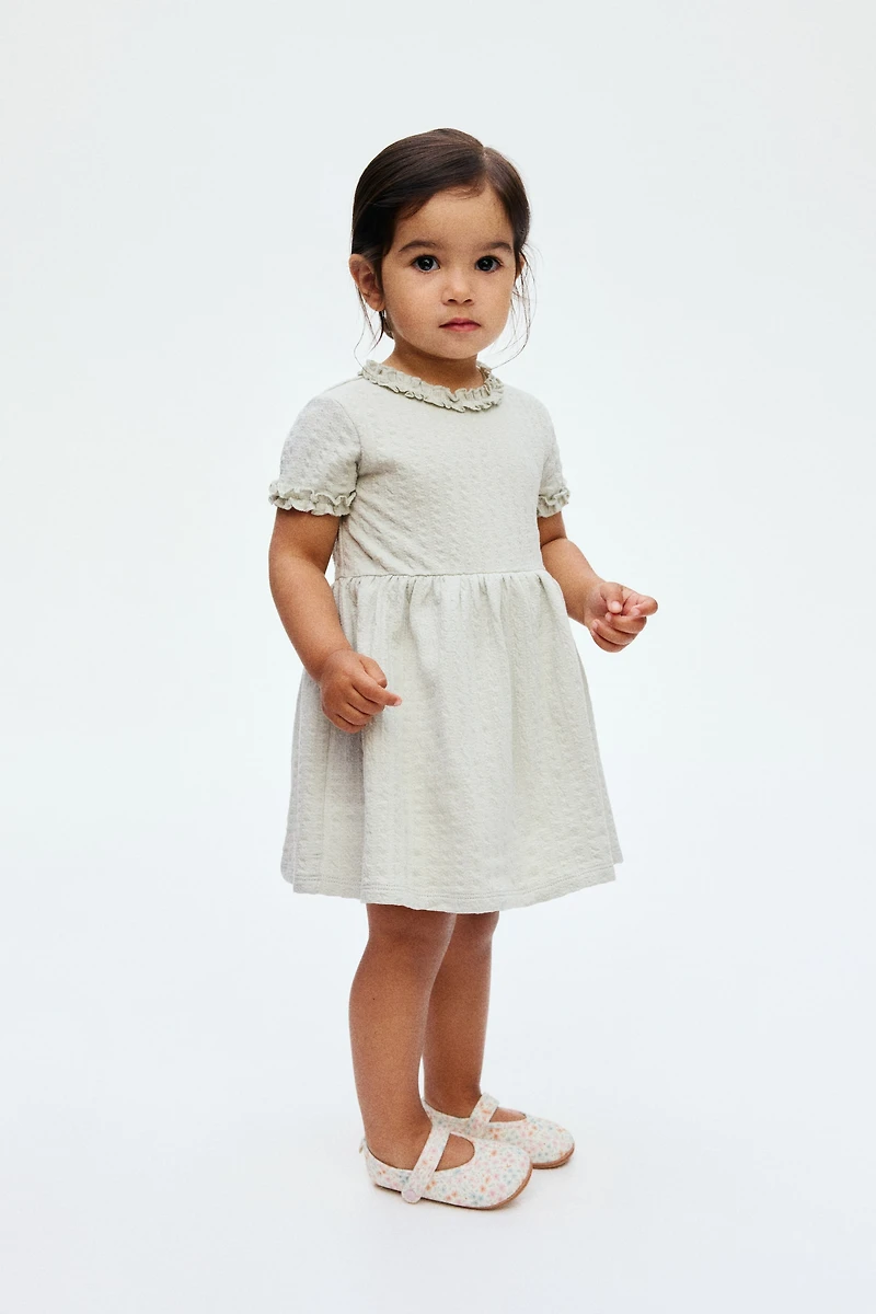 Ruffle-Trimmed Jacquard-Jersey Dress
