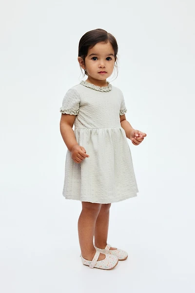 Ruffle-Trimmed Jacquard-Jersey Dress