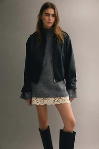 Lace-Trimmed Mohair-Blend Sweater