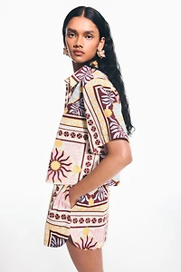 Patterned Poplin Shorts