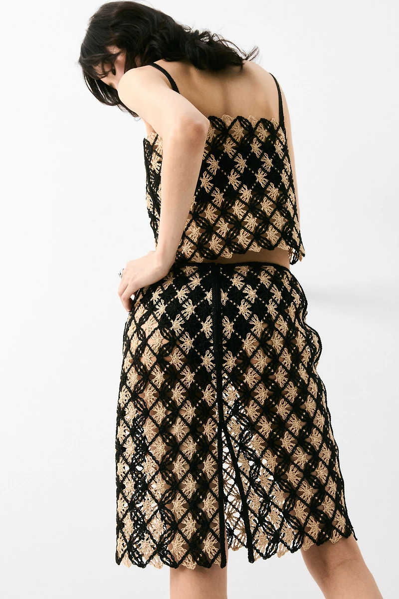 Crochet-Look Skirt