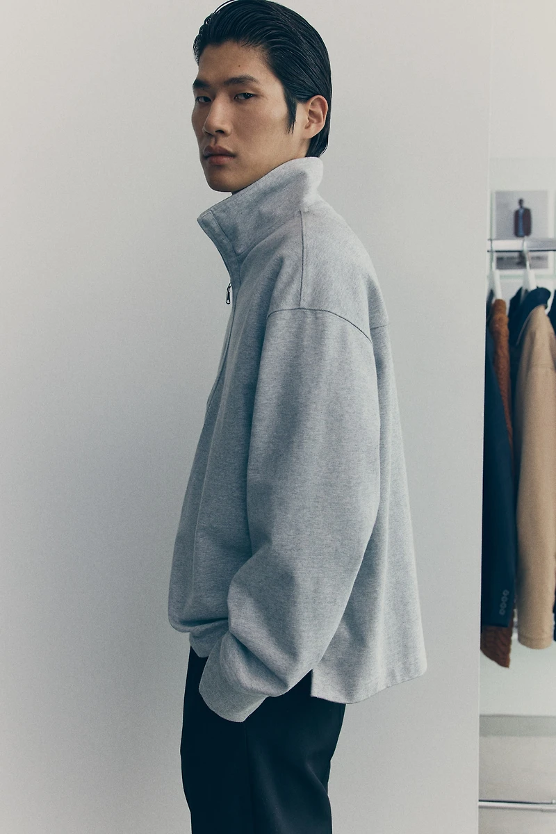 Chandail à col fermeture éclair en coton