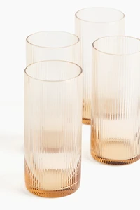 Lot de 4 grands verres rainurées
