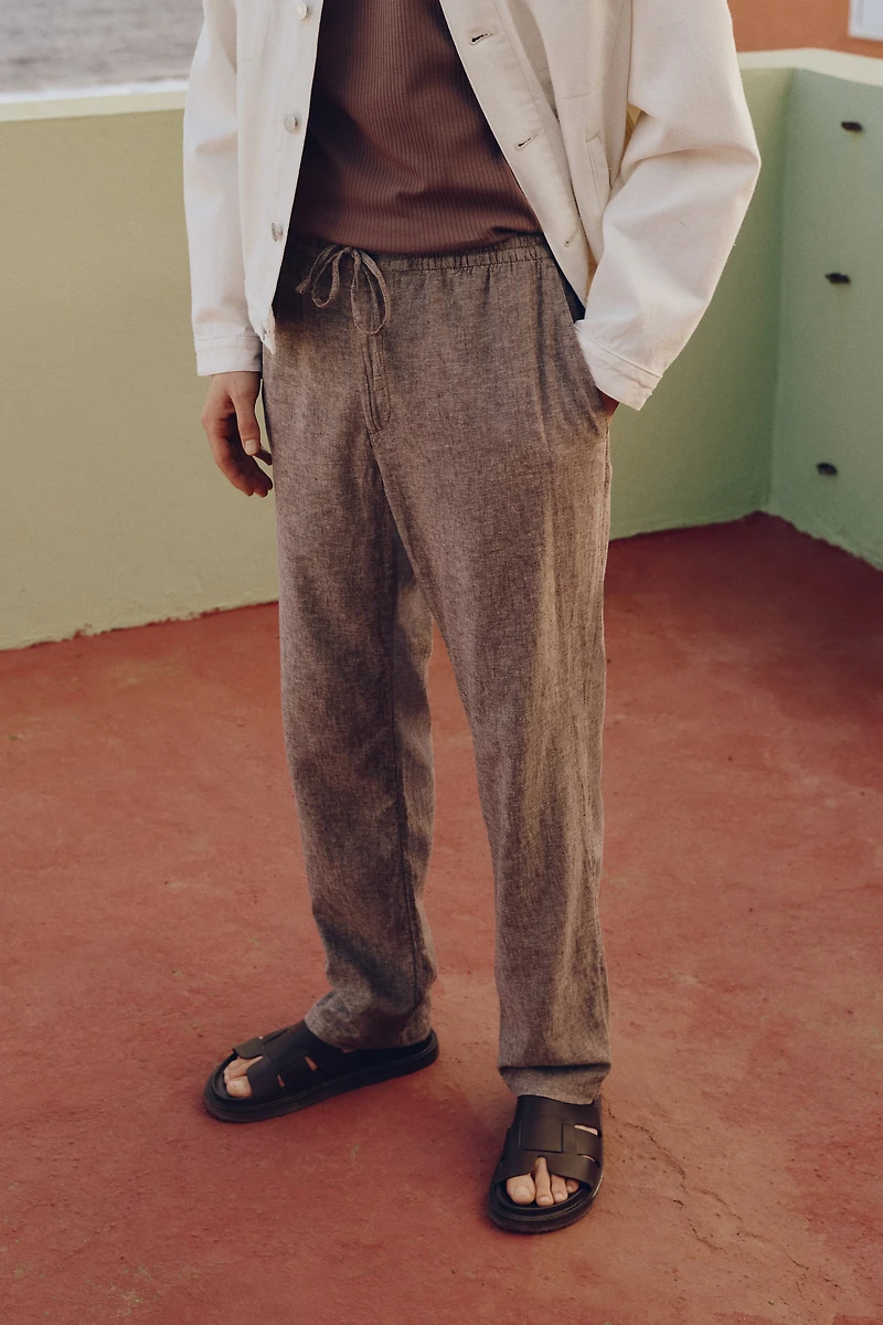 Pantalon coupe classique en lin mélangé