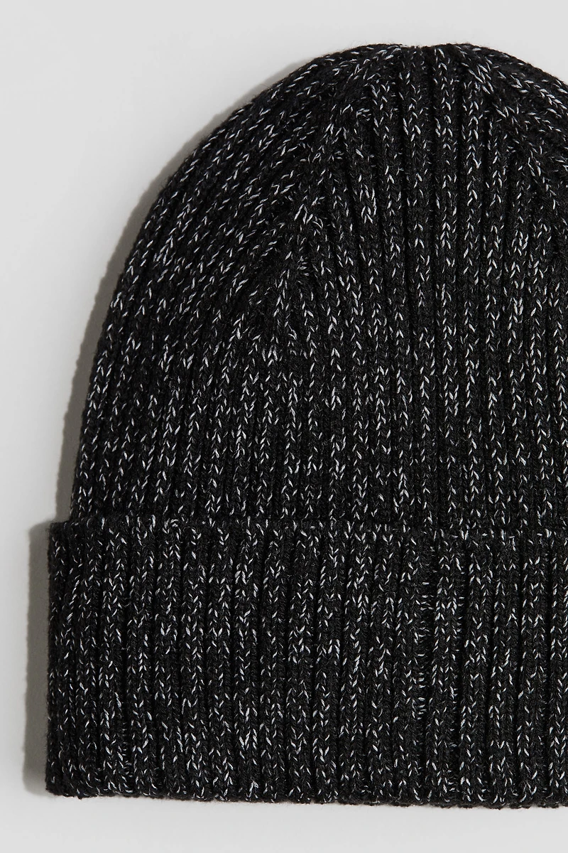 Reflective rib-knit beanie