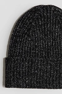Reflective rib-knit beanie