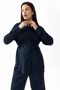 MAMA Linen-Blend Shirt