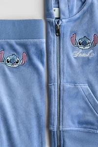 2-Piece Embroidered-Detail Velour Set