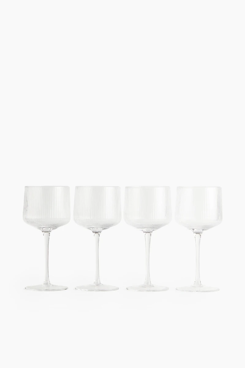 Lot de 4 verres à vin rainurés