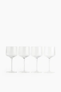 Lot de 4 verres à vin rainurés