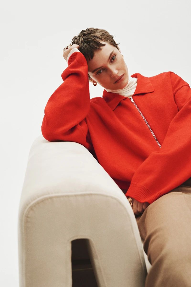 Oversized Cardigan with Zipper