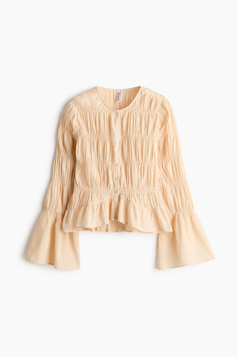 Blouse smockée en coton