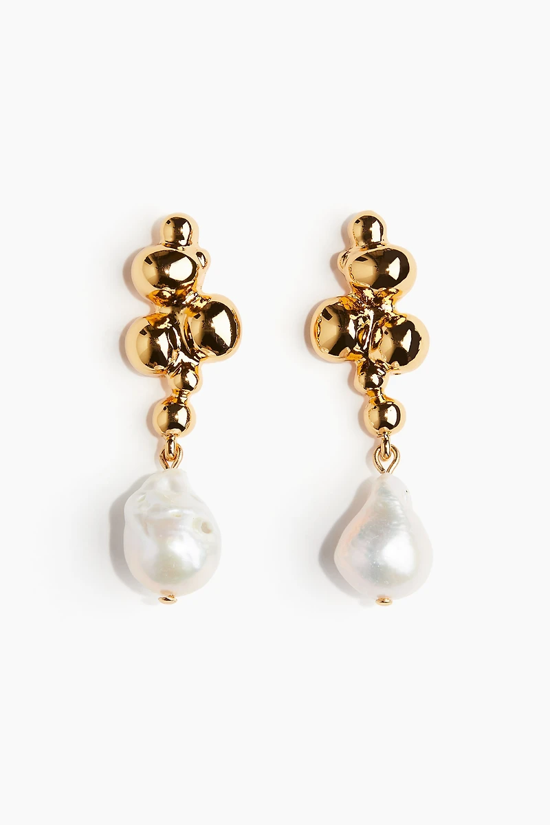 Gold-plated Pearl Earrings