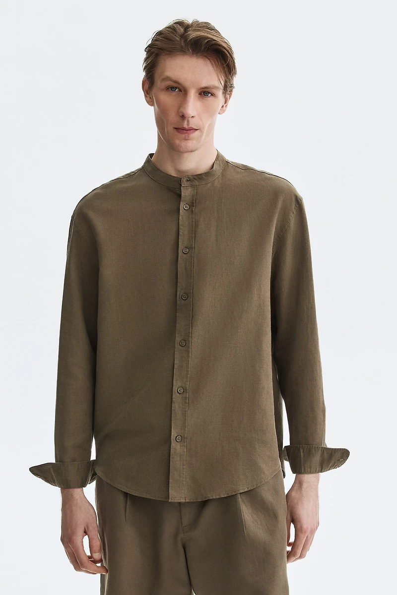 Chemise décontractée en lin mélangé