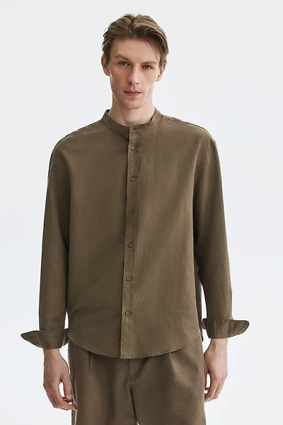 Chemise décontractée en lin mélangé