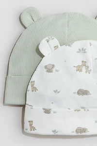 Lot de 2 bonnets côtelés avec oreilles