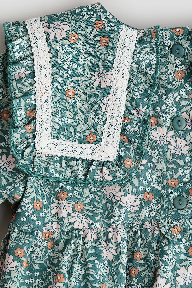 Floral-Print Poplin Romper Suit