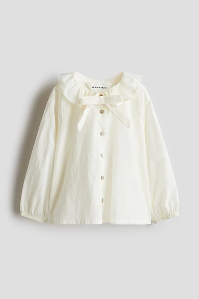 Ruffle-Collar Cotton Blouse