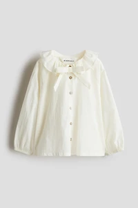 Ruffle-Collar Cotton Blouse