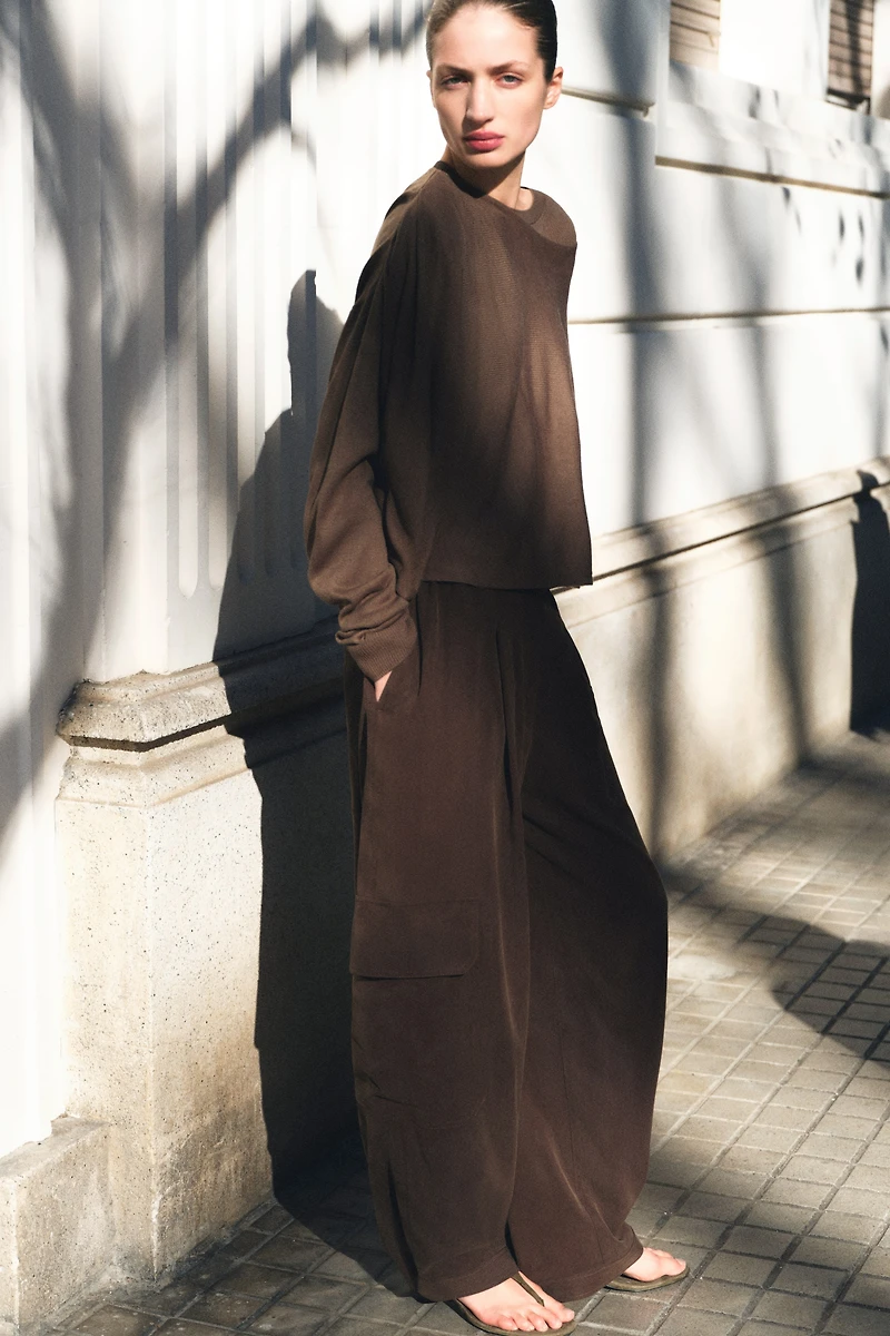 Pantalon cargo en lyocell mélangé